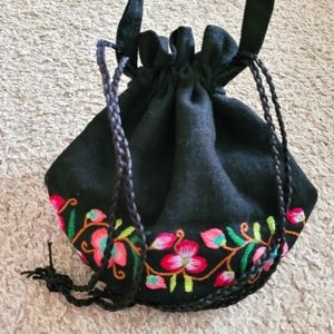Floral Pullstring Purse